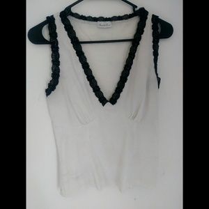 $5 or free w/ purchase white pinstripe lace top